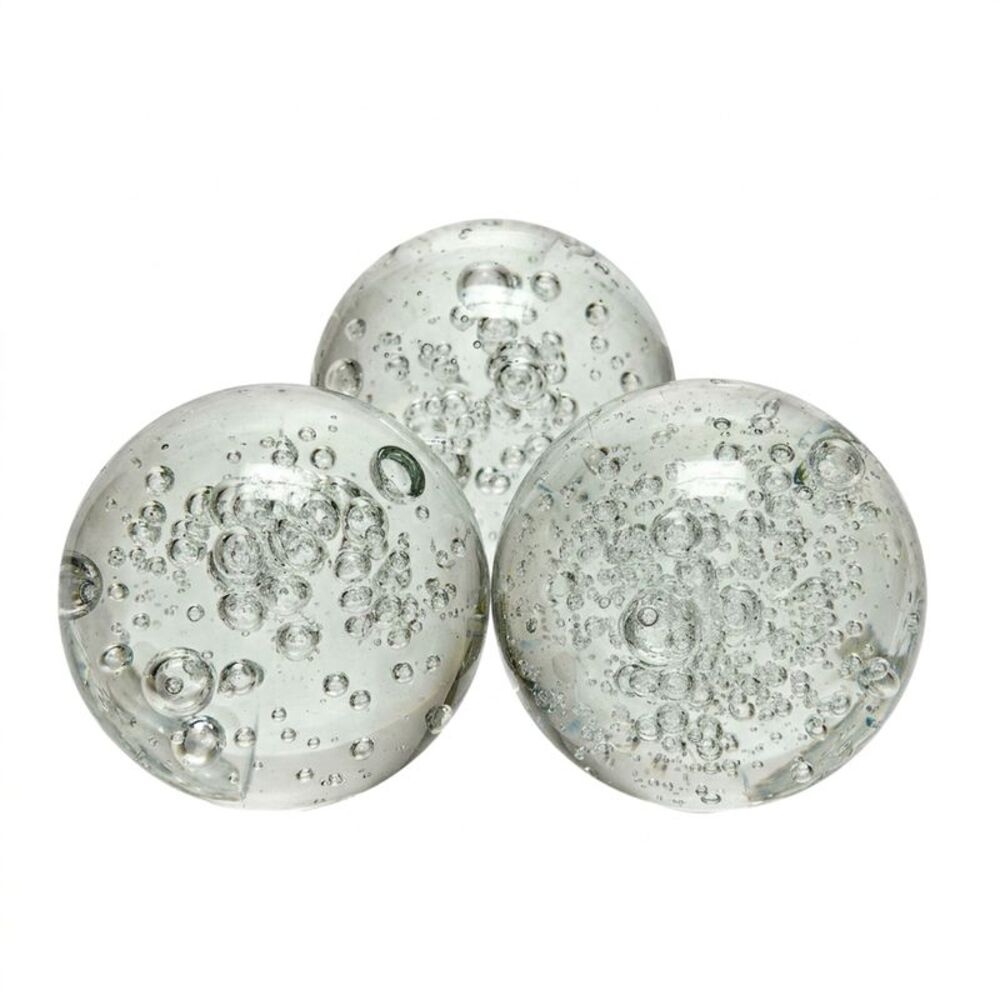 Clear Bubble Glass Decorative Spheres Set of 3 3 Inch Round Bowl Fillers